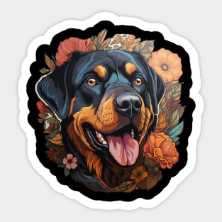 Rottweiler  Dog Vintage Floral Sticker